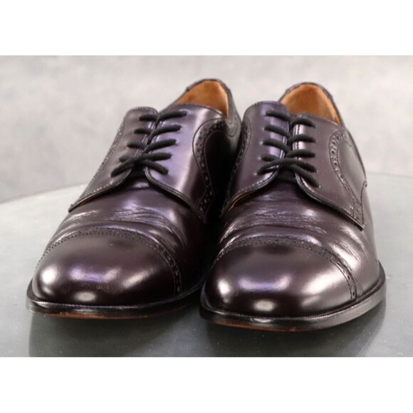 Johnston & Murphy Men\'s Cap Toe Dress Shoes Size 9.5 Leather Burgundy 59-1194 main image 7